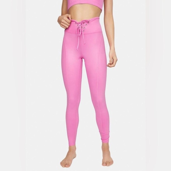 Year of Ours Pants - Year Of Ours Lace Up High Waist Leggings Pink‎ Tie Front Workout Pant Women's M
